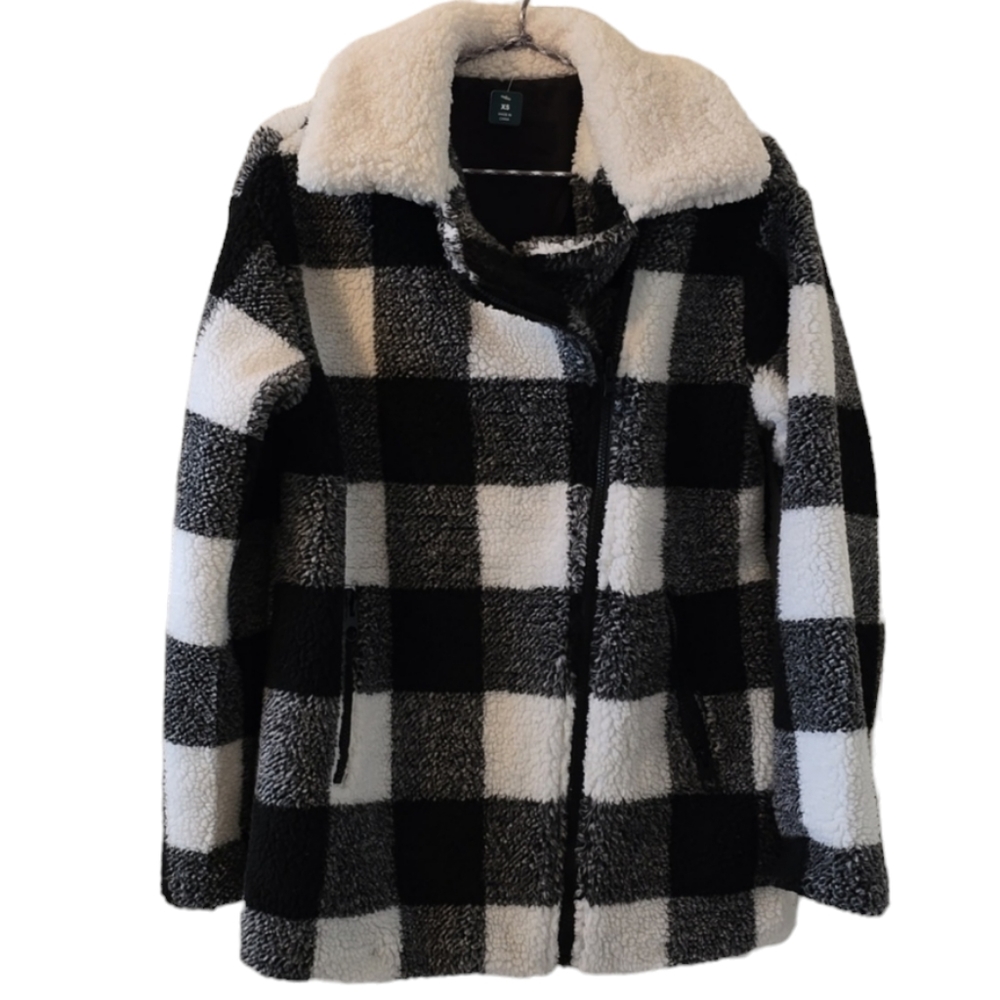 SEBBY BRAND WOMEN'S BLACK AND WHITE WARM COAT SIZE XS